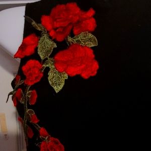 Rose embroidered sleeveless bodysuit